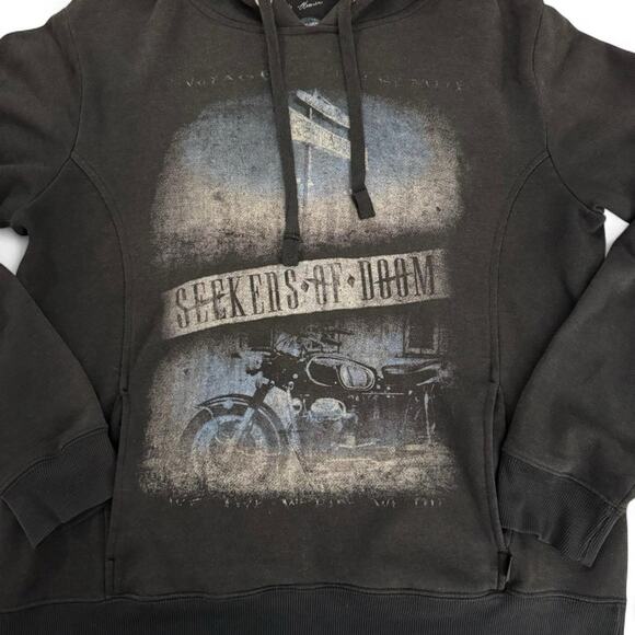 Cotton On Retro Moto Classico "Seekers of Doom" Black Hoodie Size Medium - Picture 2 of 8